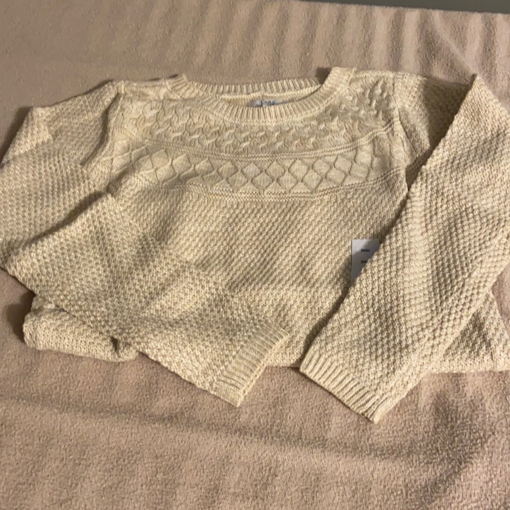 Tan sweater with cable detail